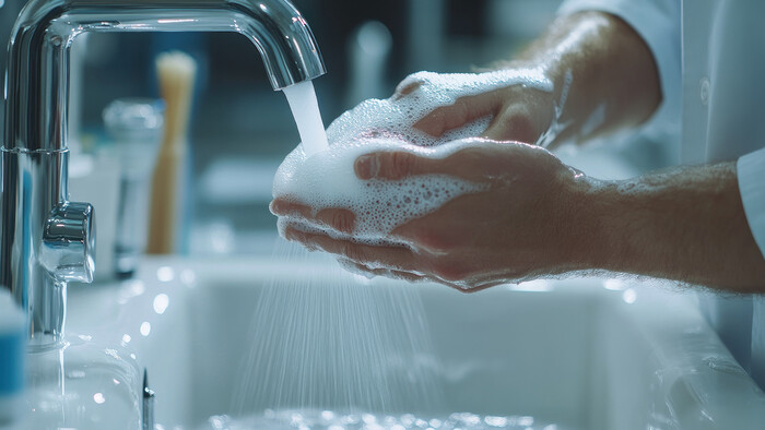 洗手用热水是利用压缩机的热回收装置产生的。